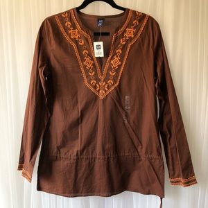 GAP Women’s Brown Embroidered Tunic NWT